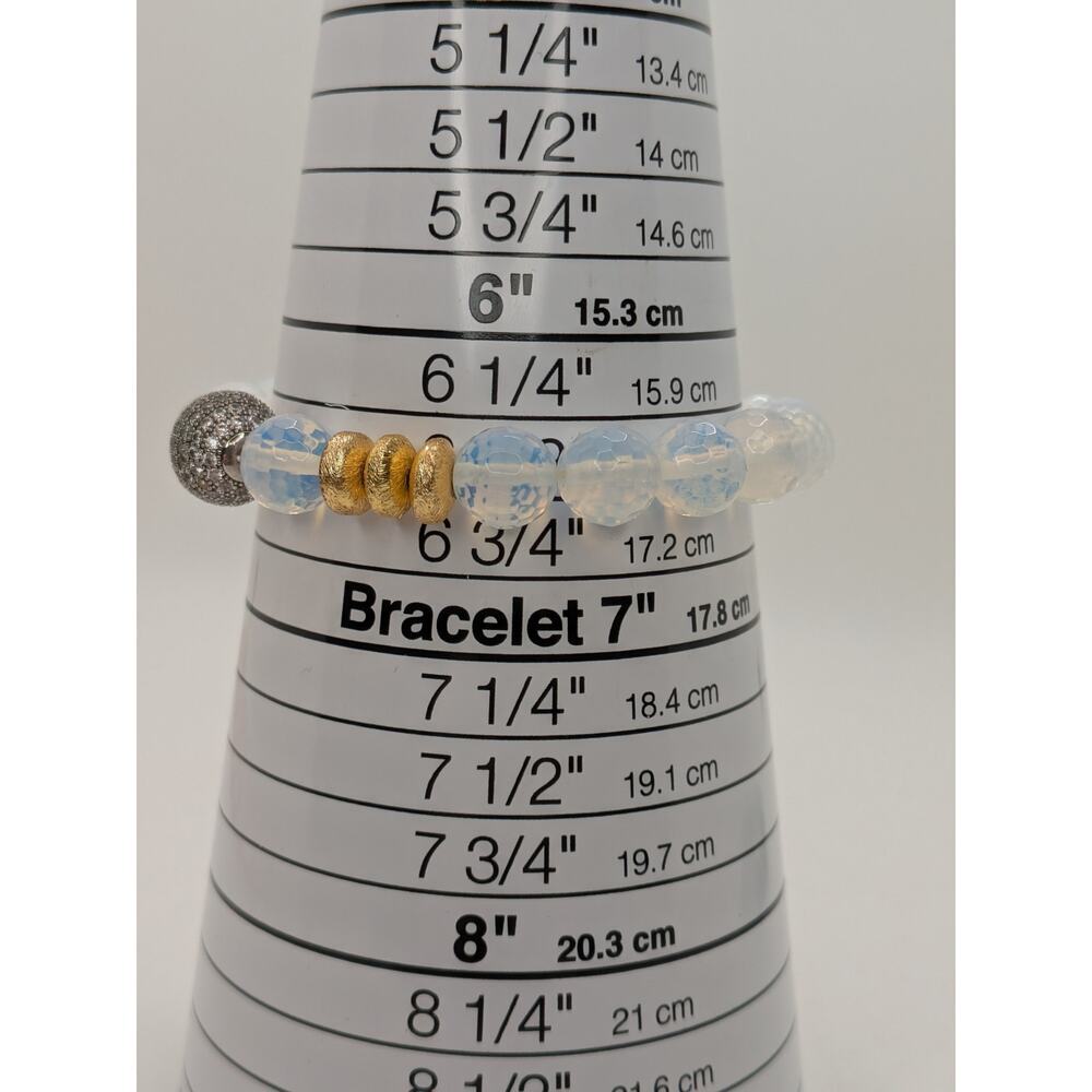 2 CATHERINE PAGE ROUND & FACETED STONE STRETCH BRACELETS WITH GOLD TONE STATIONS - Picture 5 of 5